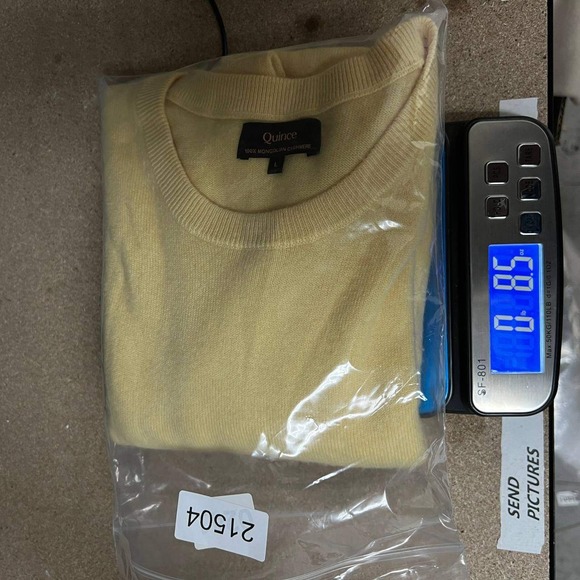 Quince Sweater Women Large Yellow Pullover Crew Neck Mongolian Cashmere L - Picture 7 of 7